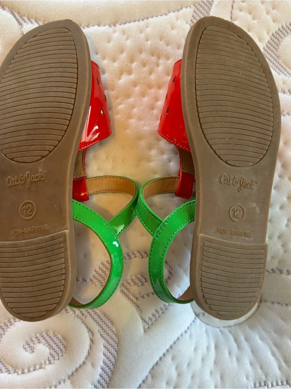 Cat & Jack Red and Green Patent Kids Sandals Strawberries